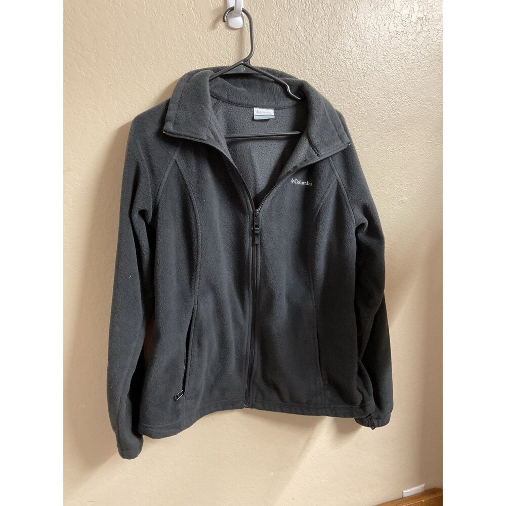 Columbia Fleece Jacket womens sz XL Full Zip Black pockets